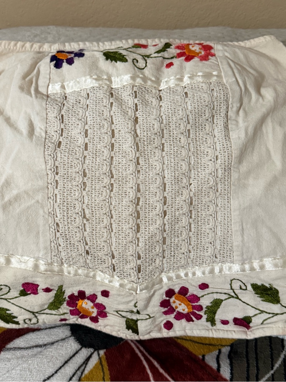 White Embroidered Cotton Top with Floral Accents